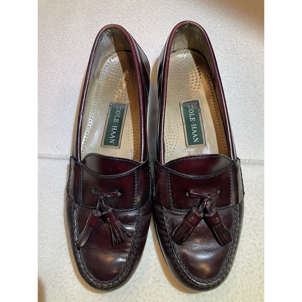 Cole Haan Shoes Tassel Loafers Mens Size 8.5 D Burgundy Leather Dress Shoes